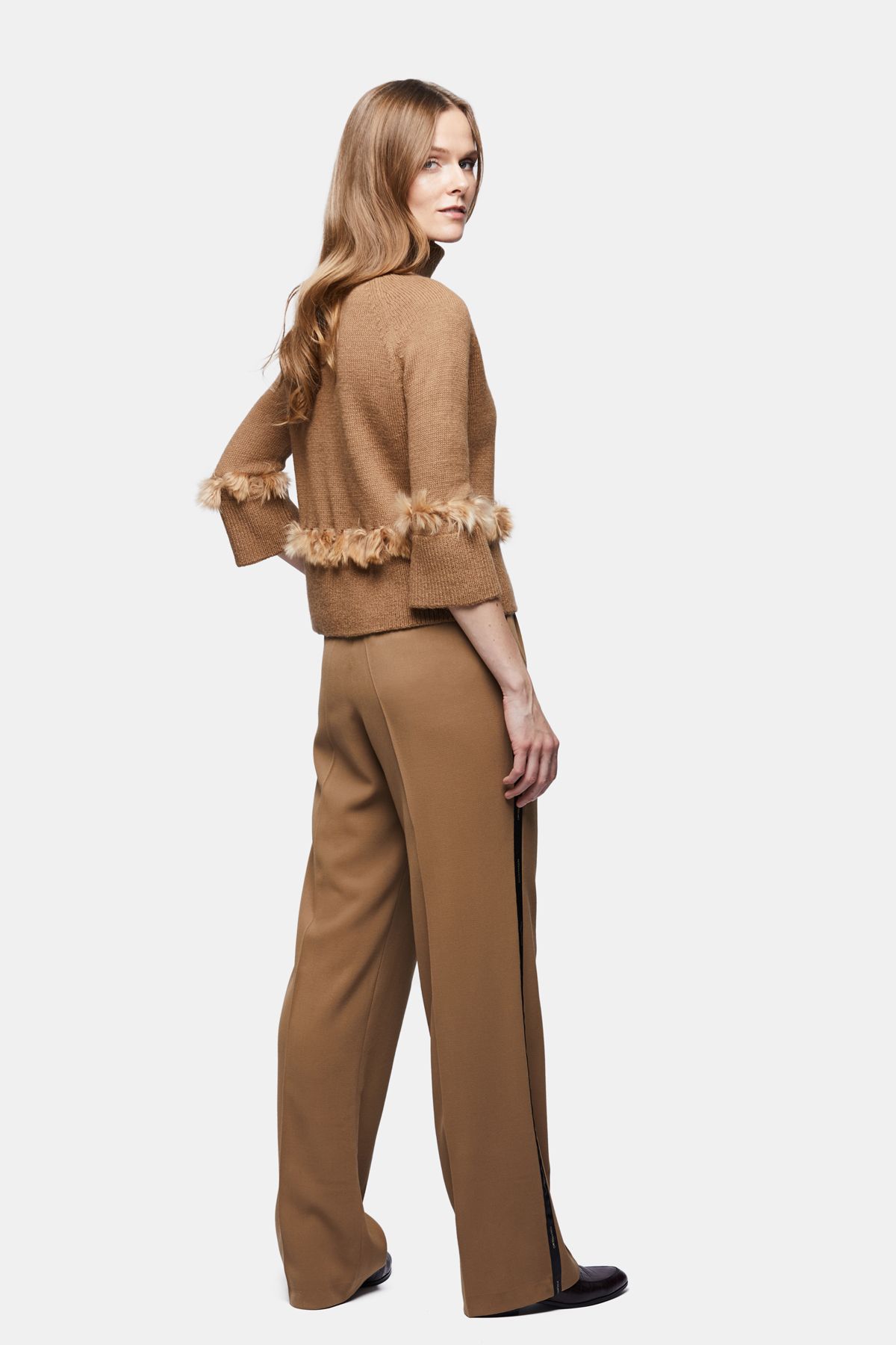 cropped camel sweater