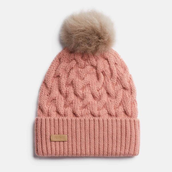 ALPAKA Kids Cable hat NUDE PINK with POMPOM_grey_WEB